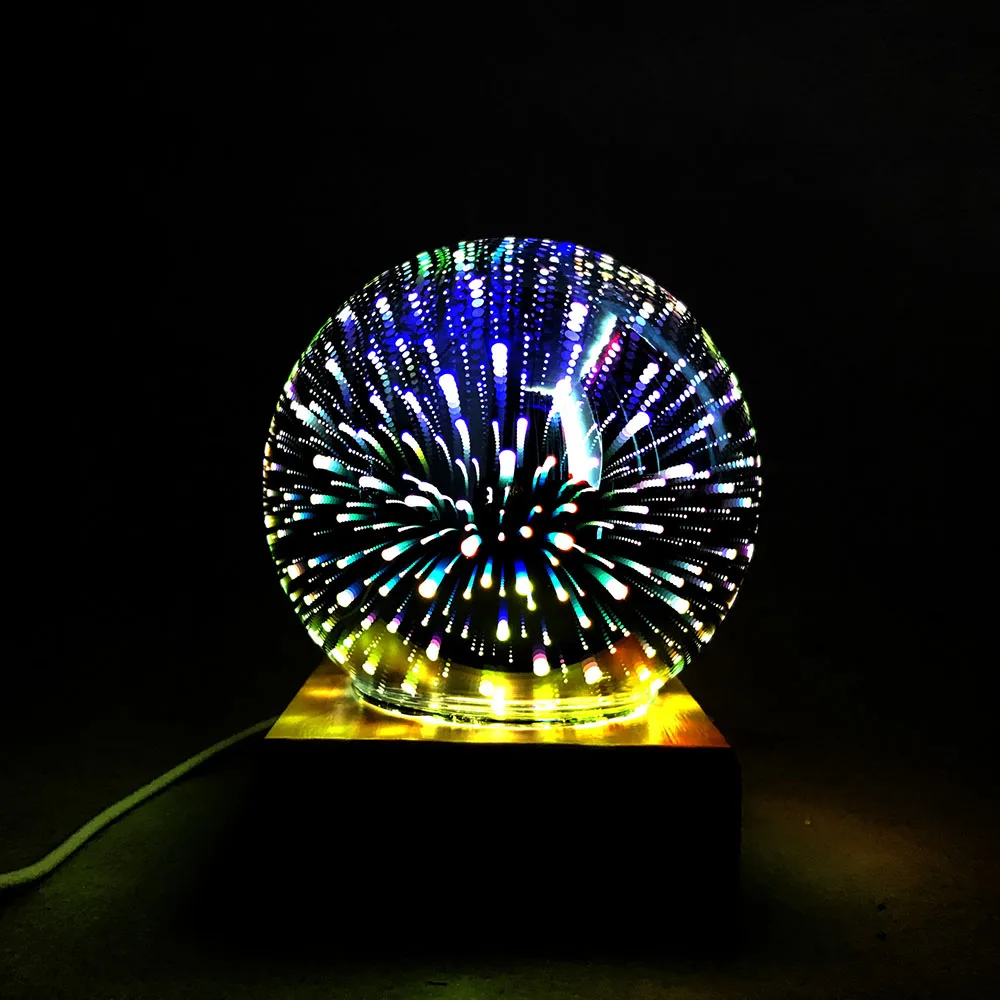 3D magic night lamp 3D glass magic night light wiht fireworks Or