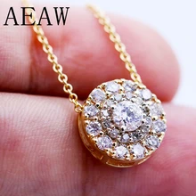 AEAW Настоящее 10 к белое и желтое золото Лаборатория Grown 3 мм Муассанит Алмаз Кулон с Чиан ожерелье для женщин