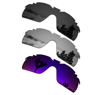 

SmartVLT 3 Pieces Polarized Sunglass Replacement Lenses for Oakley Radarlock XL Vented Black & Silver Titanium & Plasma Purple
