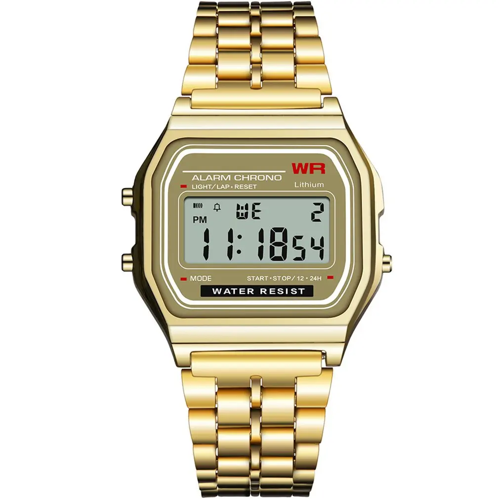 

Daily Luminous Vintage LED Wristwatch Sports Digital Watch Alarm Clock Alloy/Rubber Strap Watch for Dropshipping