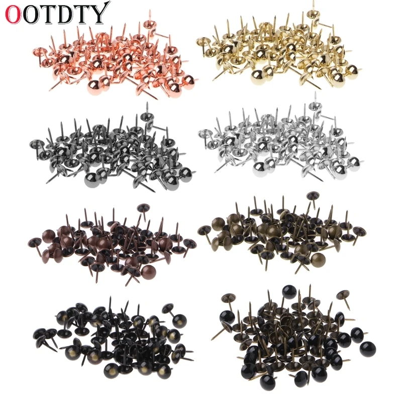 100pcs Antique Brass Upholstery Nails Furniture Tacks Pushpins Hardware Decor