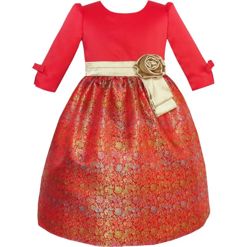 Sunny Fashion платья для девочек Поместиться & клеш блеск жаккард рождество День отдыха