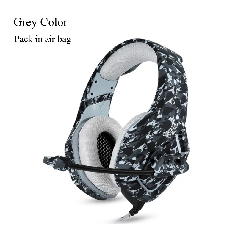 GREY AIR BAG ONIKUMA K1 камуфляжные игровые гарнитуры с микрофоном стерео проводные наушники глубокий бас PS4 наушники для ноутбука X-BOX PC Gamer - Цвет: GREY AIR BAG