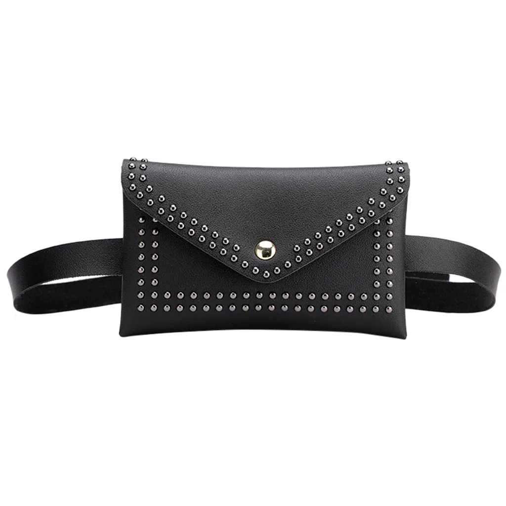 

Hillsionly Fashion Women Rivets Hasp Waist Bag Solid Color Outdoor Messenger Bag Small Summer Chest Bag 2019 bolso mujer