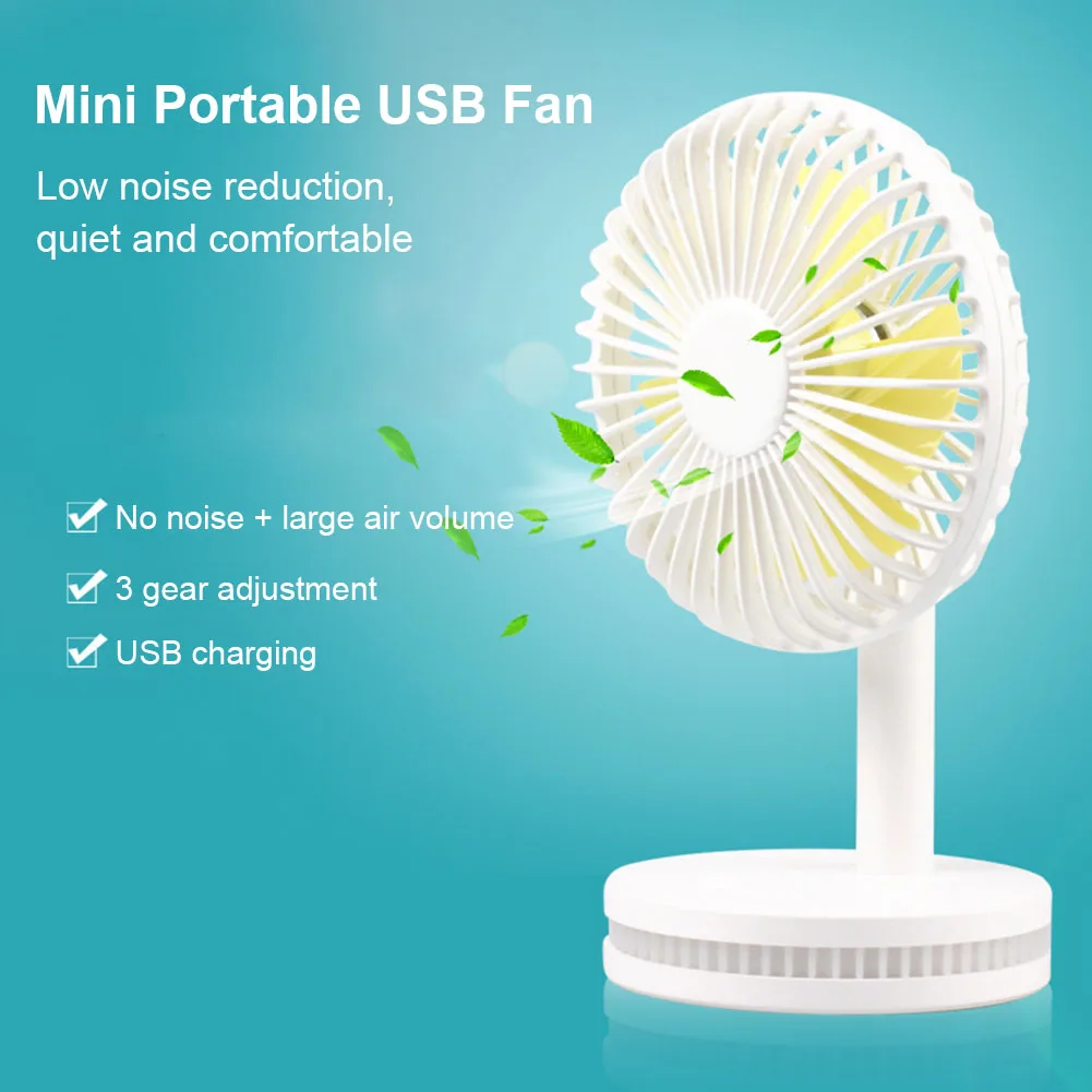

Cute Mini Desk Fan LED Night Light USB Rechargeable Travel Portable Cooling Fans for Home Office Camping HY99 JY23