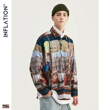 Мужская рубашка с цифровой печатью, мужская рубашка в стиле Харадзюку, хип-хоп, уличная рубашка с длинным рукавом, мужские брендовые рубашки большого размера 92143W