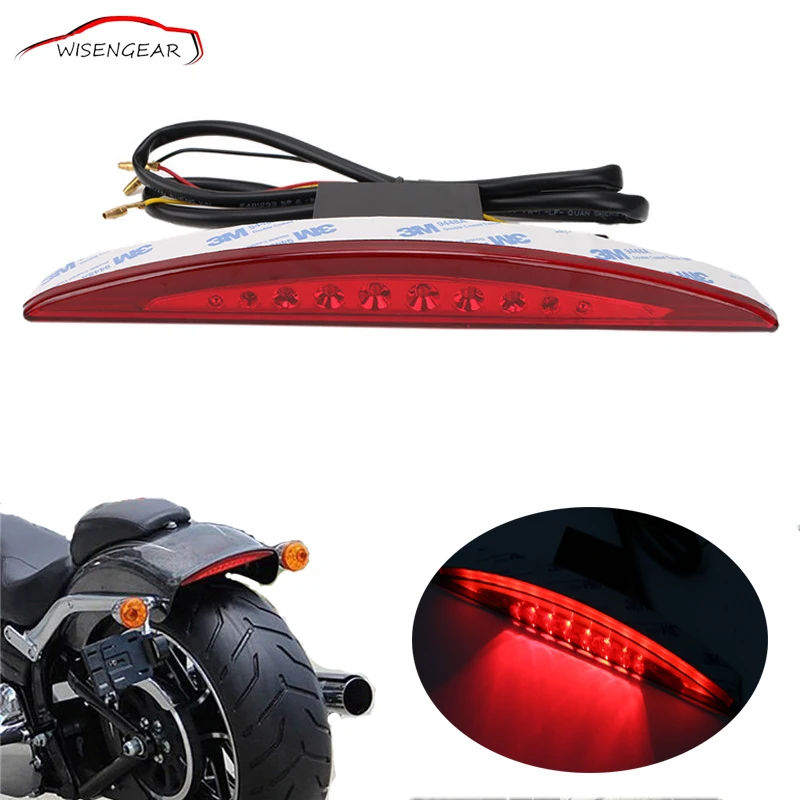 WISENGEAR Motorcycle Rear Fender Edge LED Light Red Stop Tail Brake