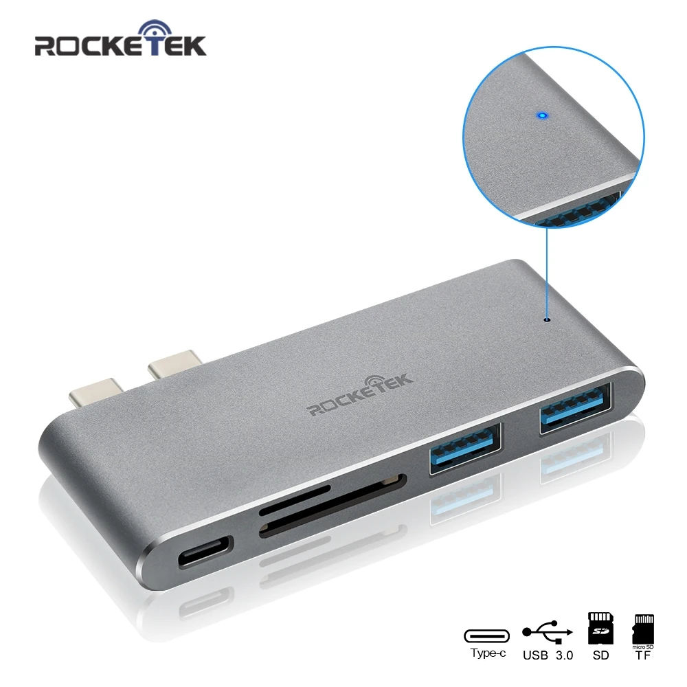 

Rocketek usb type c 3.0 hub port adapter Power Interface splitter SD TF Card Reader for MacBook pro pc laptop accessories