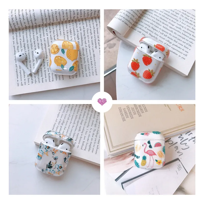 

Cute flamingo fruits floral case for Apple Airpods case protective cover Bluetooth Wireless Earphone Case Charging Box case