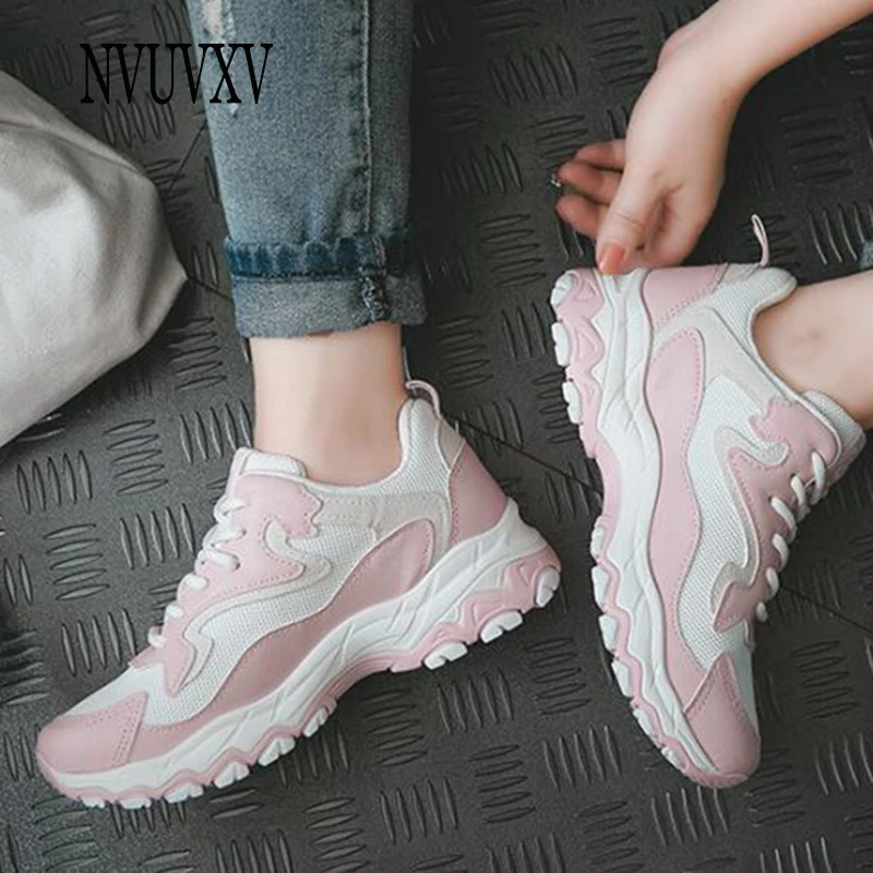 

Sports Shoes Female 2019Spring and autumn flat shoes Ventilation Thick Bottom White Shoes Korean leisure women shoes sh438