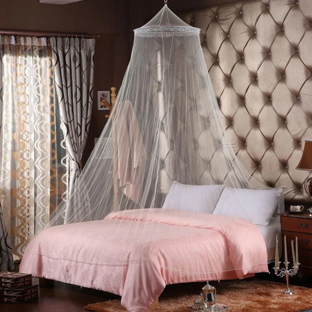 

Summer Round Lace Insect Bed Canopy Netting Curtain Polyester Mesh Fabric Home Use Elegant Hung Dome Anti Mosquito Net 8 Color