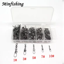 Minfishing 250 шт./лот баррель поворотный RS+ BX нержавеющая сталь Rolling поворотный с блокировкой оснастки с прозрачной розничной коробке снасти