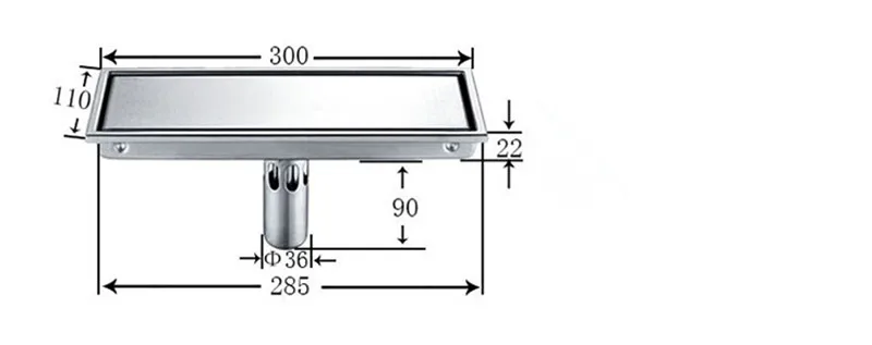 304 твердая нержавеющая сталь 300x110 мм квадратный анти-запах трап ванная комната Невидимый душ слив