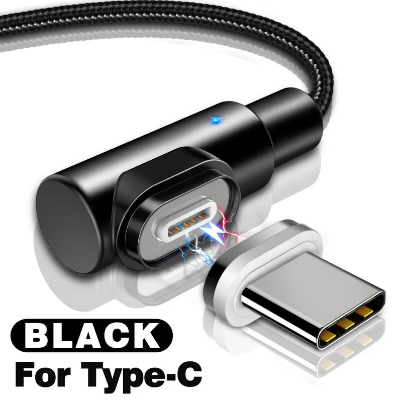 For Type C Black GETIHU 2.4A Быстрый Магнитный кабель для iPhone XS X XR 7 Micro USB быстрое зарядное устройство Тип C магнит Android шнур телефонный кабель для samsung - Цвет: For Type C Black