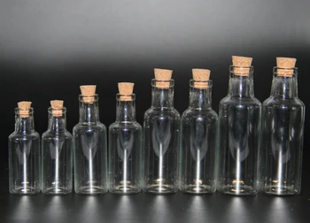 

100pcs 12ml 15ml 25ml 35ml Wholesale Glass Bottles Empty Sample Jars with Cork Stoppers for DIY Craft Decoration Transparent