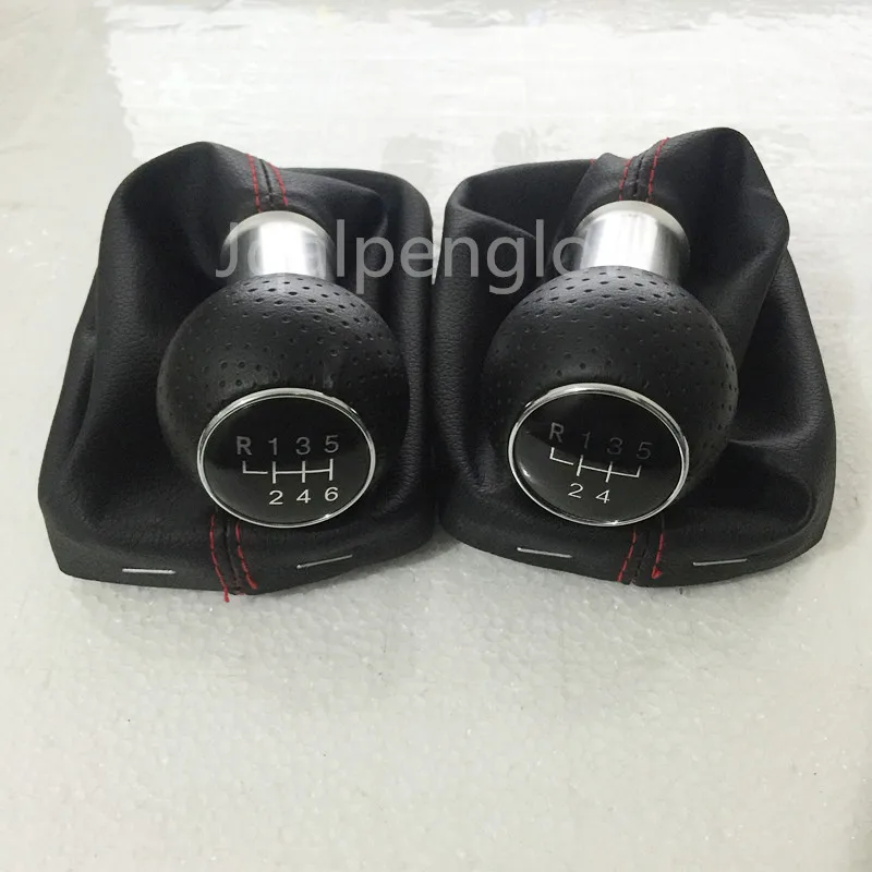

Black red line Car Styling 5 / 6 Speed Gear Shift Knob With Leather Gaiter Boot Cover Black Stitch for Audi A3 S3 2001 2002 2003