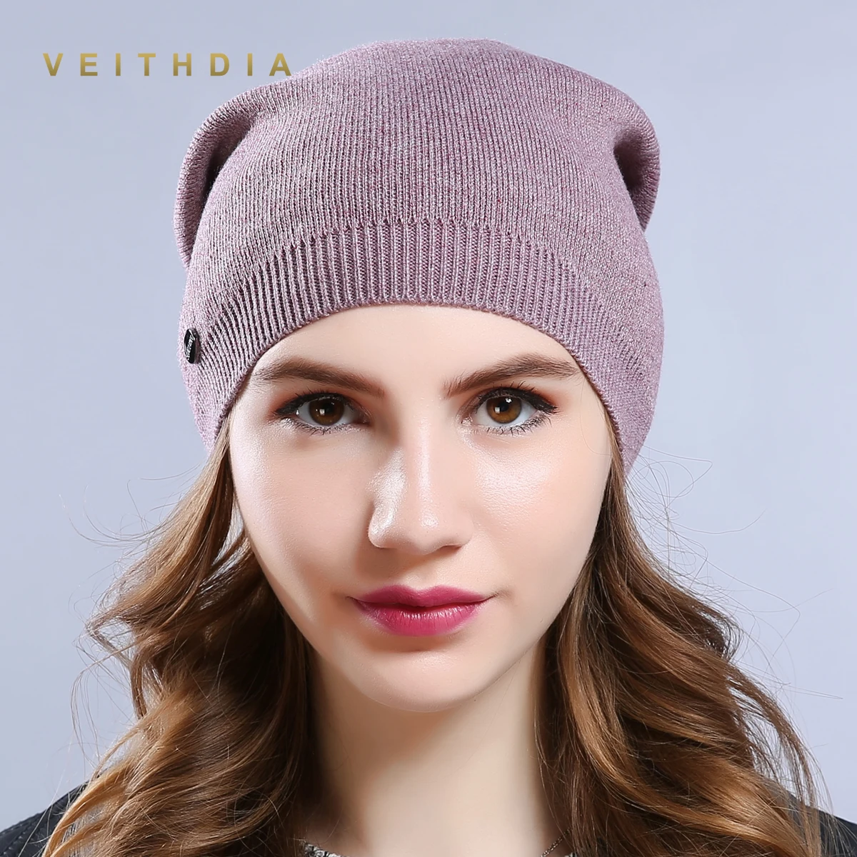 VEITHDIA женские шапки вязаная шерстяная шапка Осень зима повседневные высокое