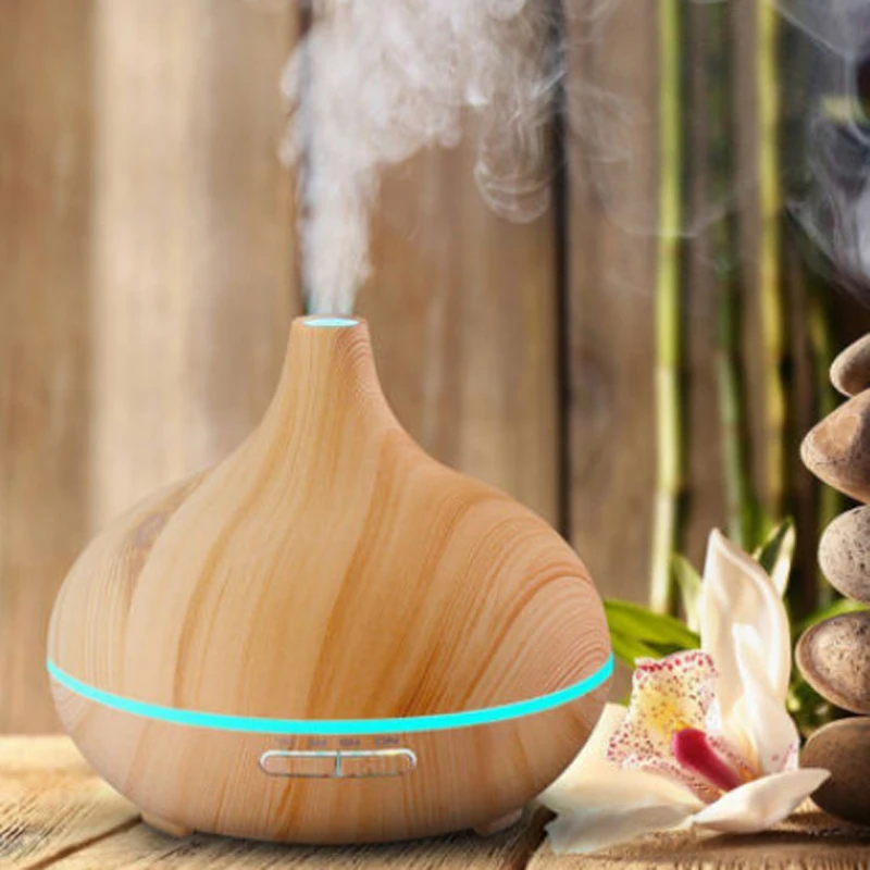 300ml Air Humidifier Essential Oil Diffuser Aroma Lamp Aromatherapy Electric Aroma Diffuser Mist Maker for Home-Wood