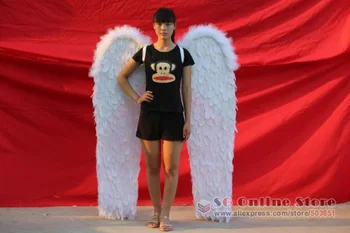 

EMS Free shipping Women' white long feather wings Cosplay Game & Animation props Wedding Home Decorations Pure Handmade