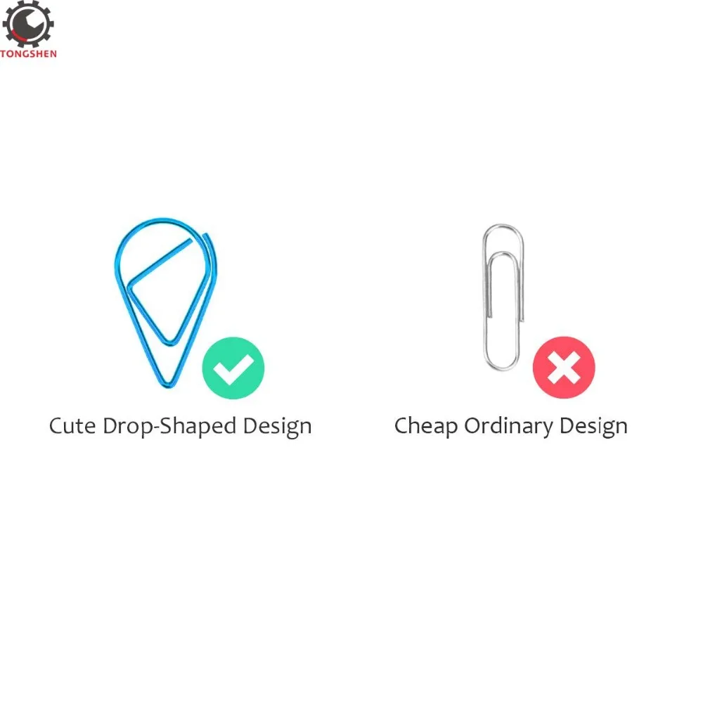 120 шт Металл падение Форма Бумага клипы Офис Школьные принадлежности Нержавеющая сталь каплевидной Форма d Бумага клипы Clear зажимы