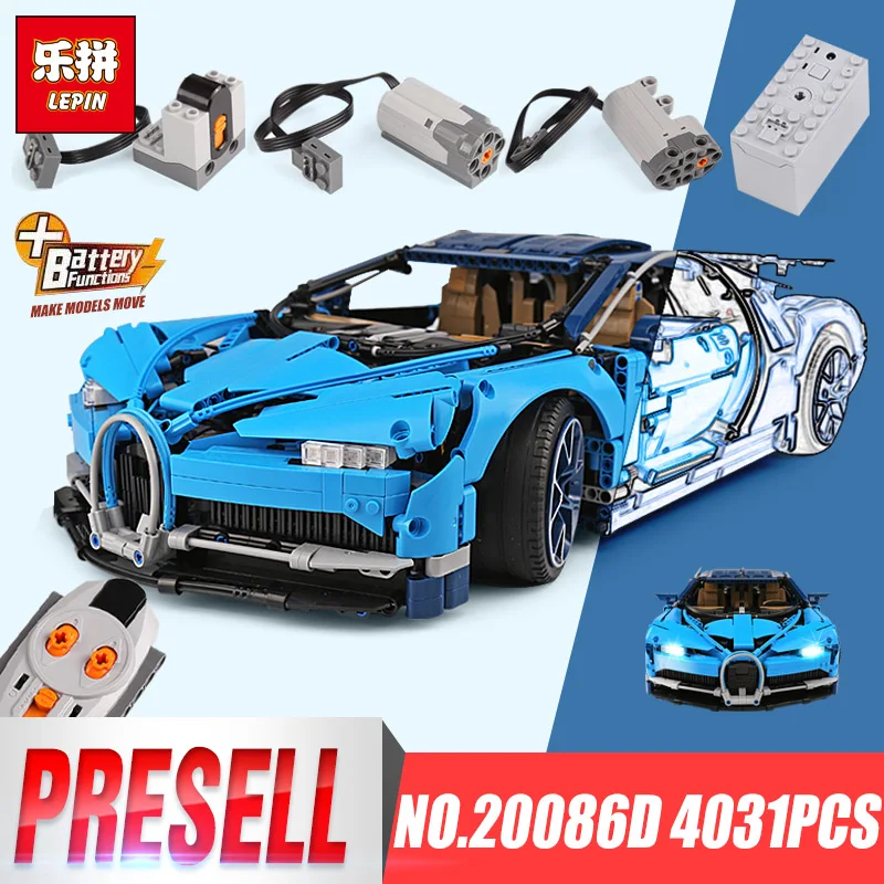 

Lepin 20086D Technic Blue Chiron Racing Car with Power Function Legoings 42083 Building Blocks Bricks Christmas Toys Boys Gifts