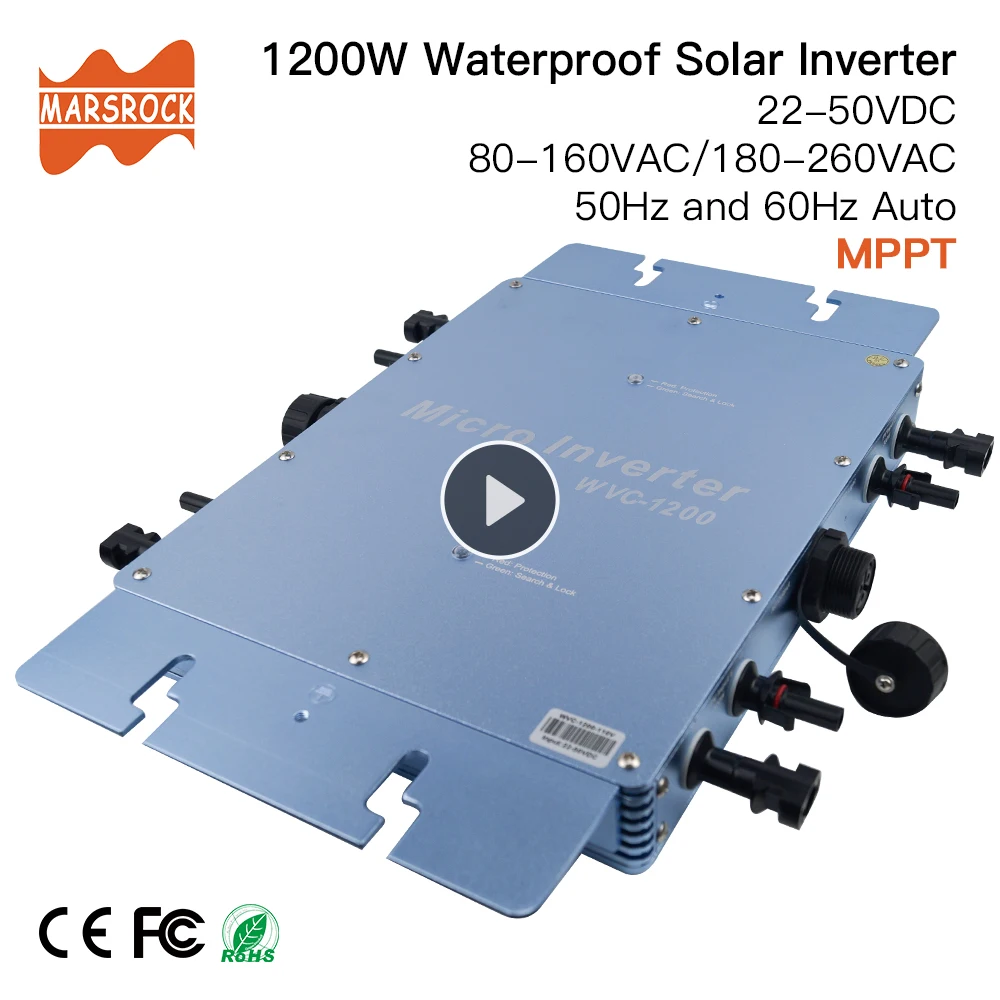 Wasserdicht 1200W Micro Grid Tie Solar Inverter DC 22-50V zu 80-160VAC oder 180-260VAC, 50 hz/60 hz, für 4 stücke 300W Solar panels Wasserdicht 1200W Micro Grid Tie Solar Inverter DC 22-50V zu 80-160VAC oder 180-260VAC, 50 hz/60 hz, für 4 stücke 300W Solar panels