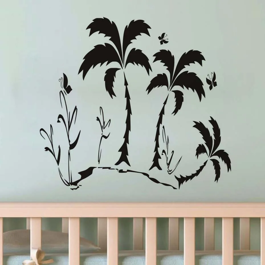 Beach Scene Palm Trees Wall Stickers For Kids Room Wall Decor