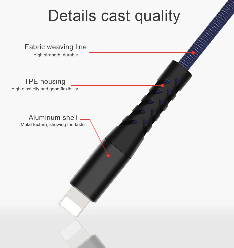 NOHON Durable Fast Charger Data USB Cable For Apple iPhone XS MAX XR X 7 6 8 6S 5S Plus IOS 10 11 12 Lighting Phone Charge Cable (9)