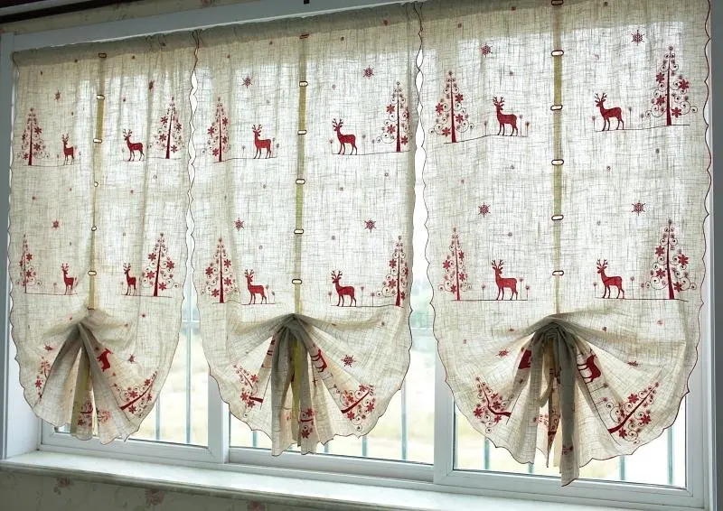 

Christmas deer Curtains, christmas decoration ornament french door decor