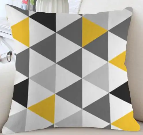 2 стороны печать простая наволочка с геометрическим рисунком желтый серый Полосатый треугольник волна подушка с геометрическим рисунком современный стиль для домашнего декора - Цвет: 1