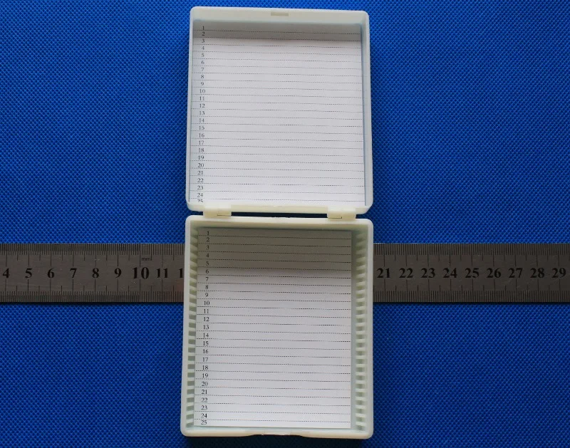 100pcs/lot 25 glass slide storage box 25 place Microscope Slide Case