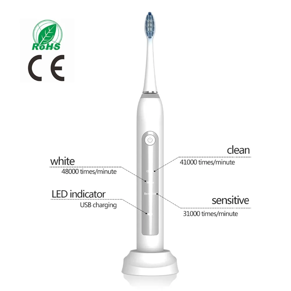 Sonicool 051B электрическая зубная щетка sonic USB перезаряжаемая ультра звуковая три режима зубные щетки с 4 шт DuPont насадки