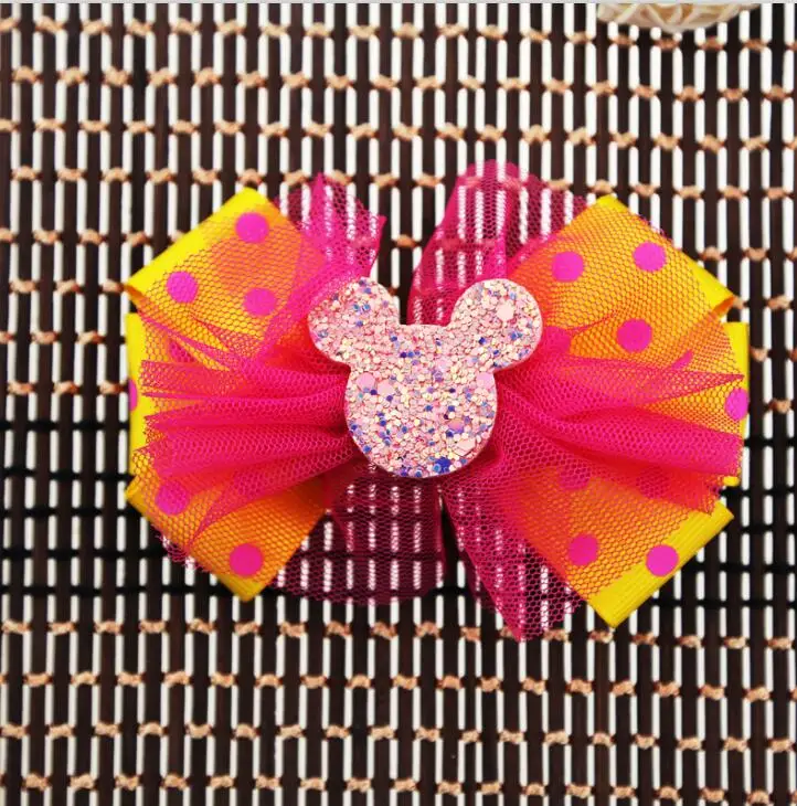 bling polka dot organze hair clip6