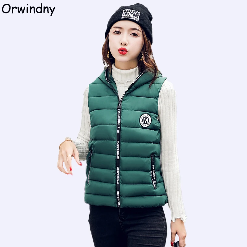 Buy Orwindny 2018 Hooded Female Winter Vest Green