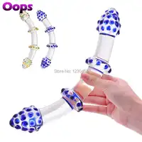 Glass Dildo Double Ended Headed G Spot Stimulators Crystal Fake Penis Anal Butt Plug Glass Anal Sex Toys For Woman Men