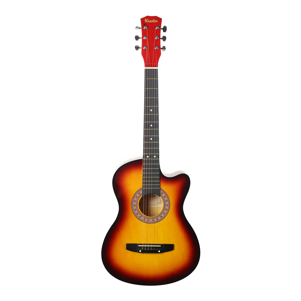 38 дюймов деревянные Начинающих Акустическая гитара с гитарным ремешком Выбрать Стальные струны гитары, музыкальные инструменты 6 цветов - Цвет: Золотой