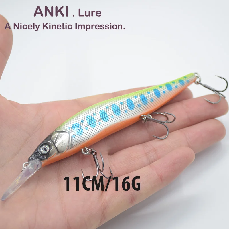 

ANKI Japan 16g 110mm FAITH CUSTOM JERKBAIT floating Crank jerk Bait Minnow long cast Wobblers Fishing lure Bait sharp HOOK