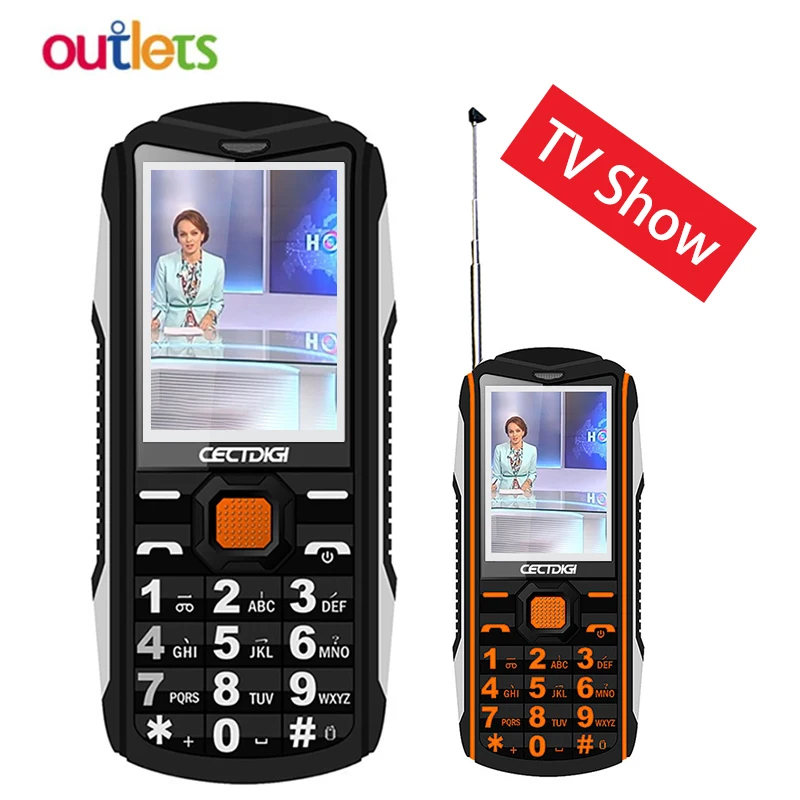 

Antenna TV Mobile Phone Cectdigi TV200 Big Magic Voice Russian Key Button Dual torch Flashlight Power Bank Outdoor Rugged Phone