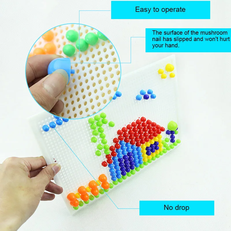 376 шт мозаика колышек доска головоломка гриб гвозди колышек Обучающие игрушки-пазлы для детей S7JN