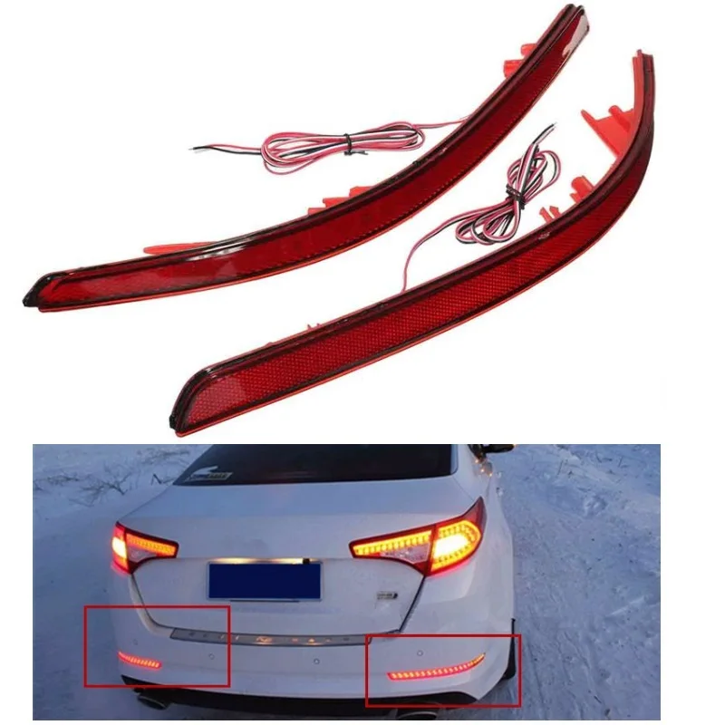 

CAPQX 1Pair Refit LED Rear Brake light For KIA K5 2011 2012 2013 Bumper Signal Reflector fog lamp rear foglamp Foglight