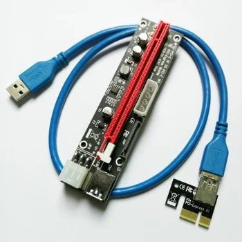 

PCI-E Riser Express Cable 1X to 16X Graphics with Led Graphics Extension Ethereum ETH Mining Powered Riser Card.50pcs/lot