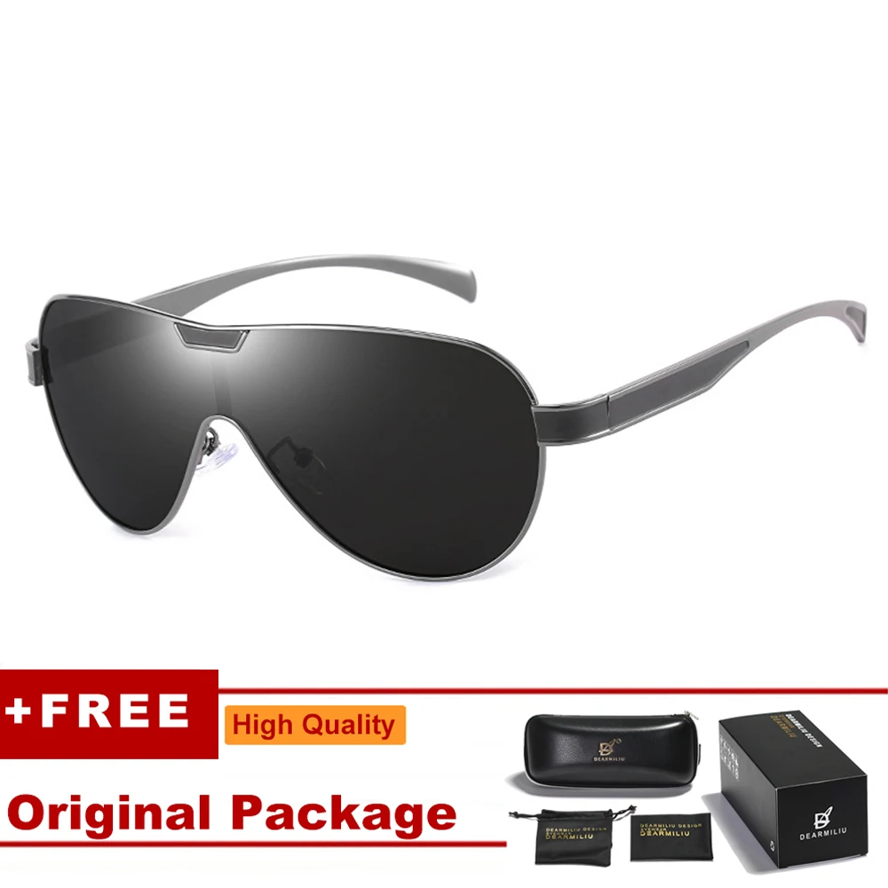 DEARMILIU унисекс бренд Пилот солнцезащитные очки для мужчин поляризационные вождения одна линза негабаритных солнцезащитных очков UV400 оправа очки Gafas De So - Цвет линз: Gun-Grey