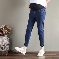 2019 Весна и лето для беременных женщин стрейч джинсы был тонкий свободные широкие прямые брюки беременность библиотека