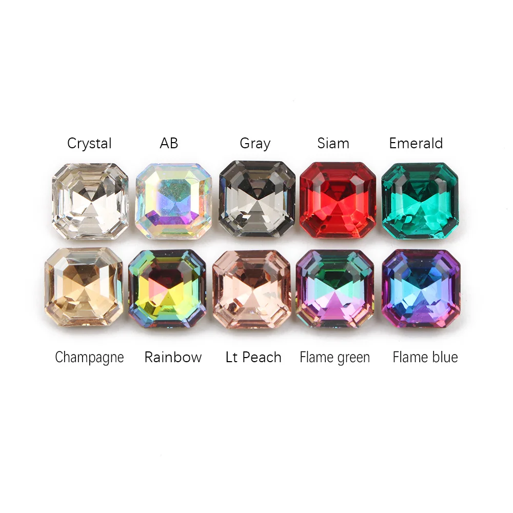  30/100pcs Mix Color Nail Art Rhinestones Square Octagon Crystal Shiny 3D Strass Gem Stone Manicure  - 32992389939