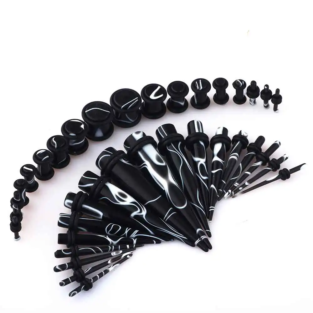 JUNLOWPY 316l Steel Tapers and Tunnels Ear Stretching Kit Gauges Gauging Plugs Body Jewelry 10 set Acrylic 0g taper 00 Gauges