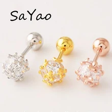 SaYao 1 pièce 16G 1.2mm boule de cristal boucle d'oreille clou os haltère Zircon pierre fleur hélice Tragus oreille Piercing corps bijoux(China)