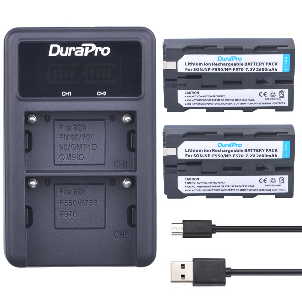 

2Pcs 2600mAhNP-F550 NP F550 NPF550 batterY & LED USB Dual Charger for Sony NP F570 F970 F960 CCD-SC55 CCD-TRV8 DCR-TRV9 CCD-TR3