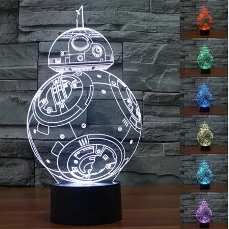 Звездные войны Робот BB-8 BB8 3D сенсорный настольную лампу Таблица 3D светодио дный лампа идеальный ночник удивительный подарок для детей