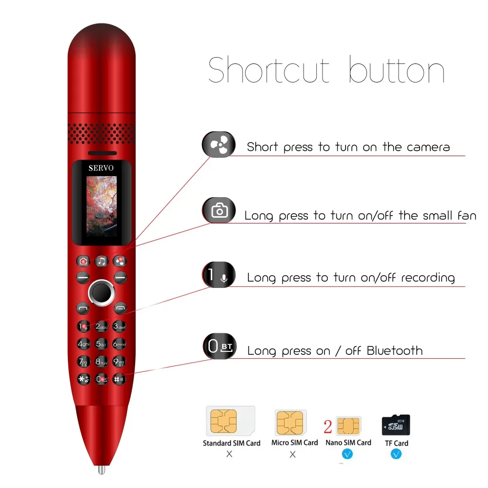 Карманная мини ручка для записи мобильного телефона SERVO K08 Magic Voice reporter celulares Bluetooth Dialer портативный вентилятор мобильного телефона PK K07