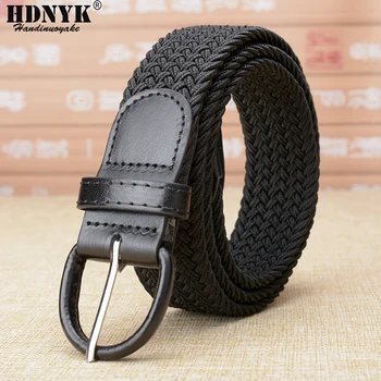 

HDNYK Hot Sale Women's Elastic Belts Adult Solid 100-120cm Casual Stretch Woven Belt For Jeans Elastique Modeling